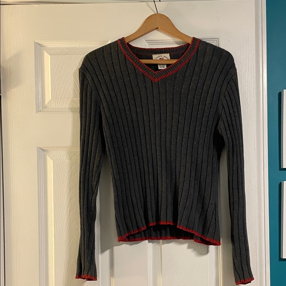 Vintage 90s blue-gray v-neck sweater